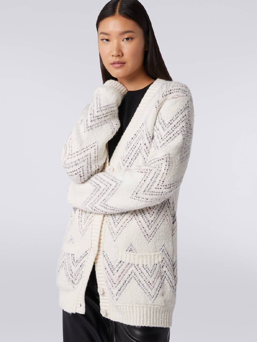 M Missoni Cardigan oversize in misto cotone zig zag Sostegno trimestrale
