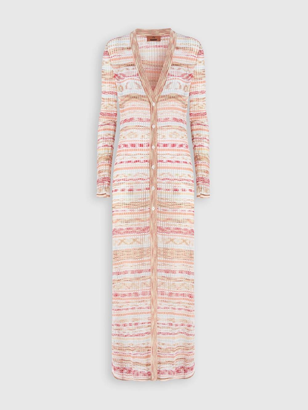 M Missoni Cardigan lungo a costine in viscosa fiammata Solo un giorno rimasto