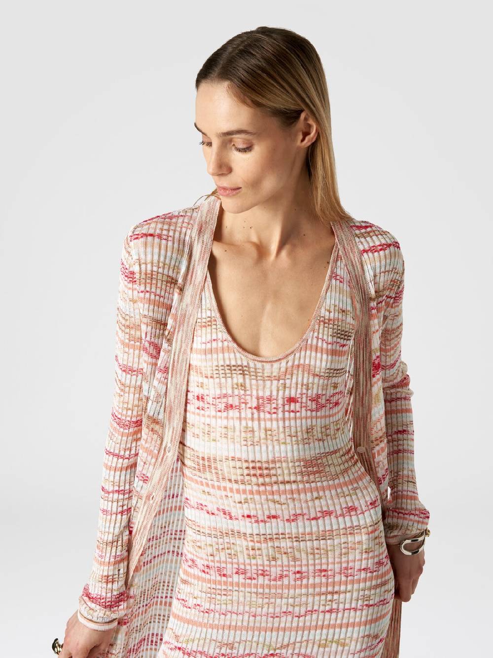 M Missoni Cardigan lungo a costine in viscosa fiammata Solo un giorno rimasto