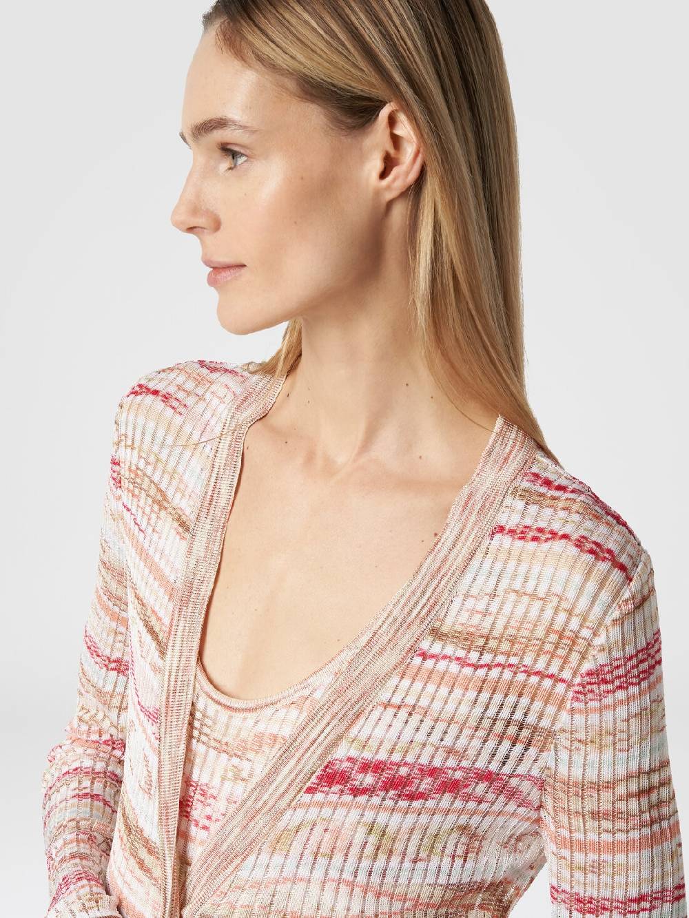 M Missoni Cardigan lungo a costine in viscosa fiammata Solo un giorno rimasto