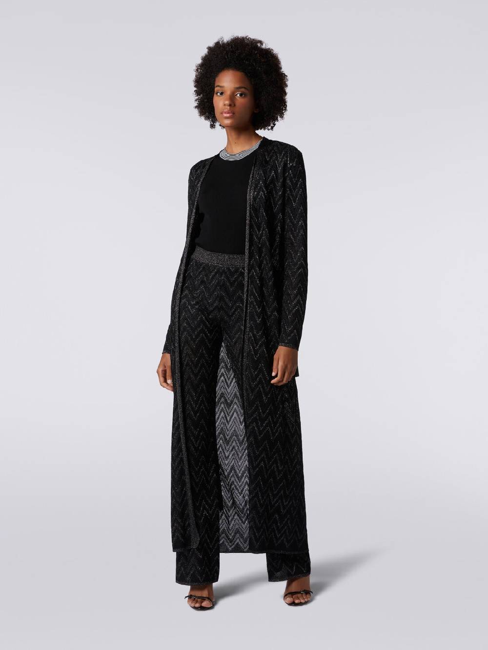 M Missoni Cardigan lungo in maglia chevron con lurex Enormi sconti