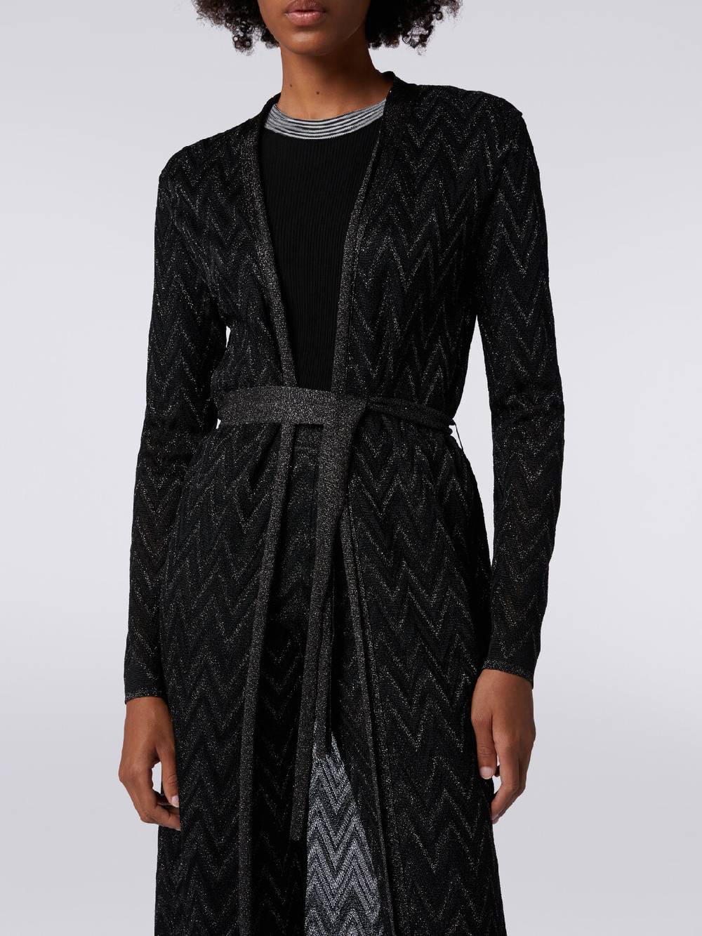 M Missoni Cardigan lungo in maglia chevron con lurex Enormi sconti
