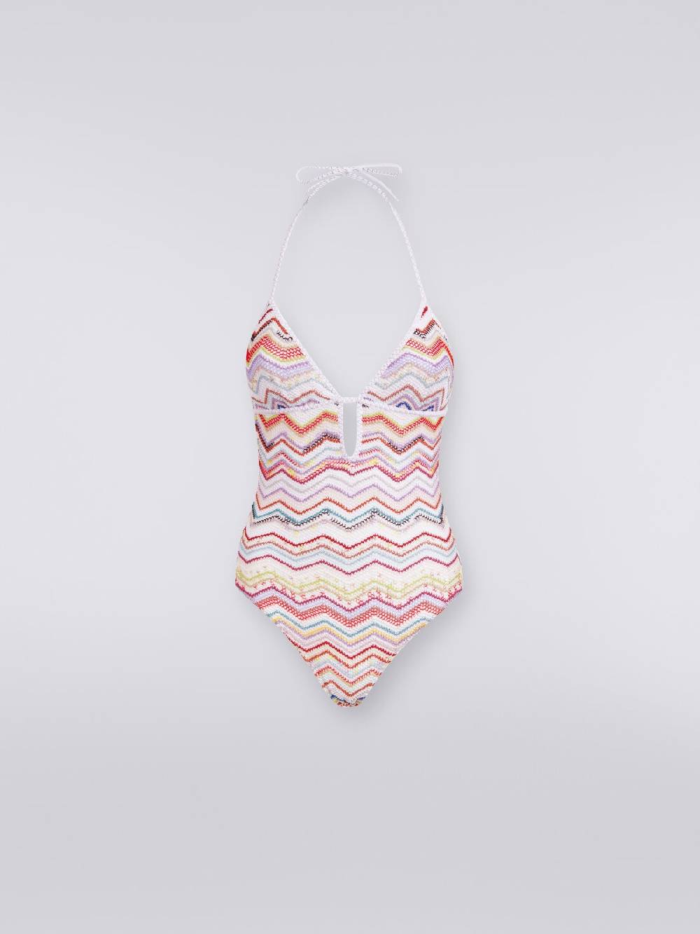 M Missoni Costume intero in crochet zig zag con lurex Black Friday Prezzi