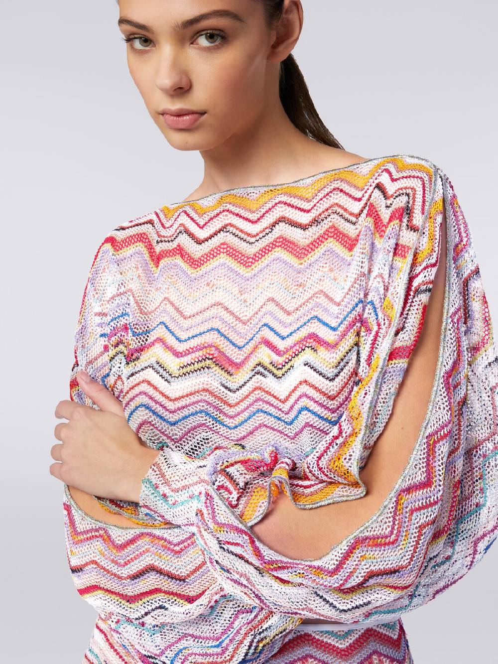 M Missoni Top a maniche lunghe in crochet con lurex 50% di sconto per tempo limitato