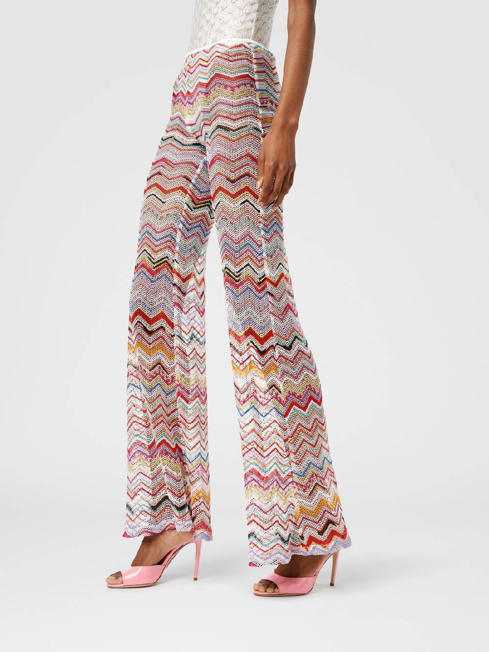 M Missoni Pantaloni svasati in crochet zig zag con lurex Sconti questo mese