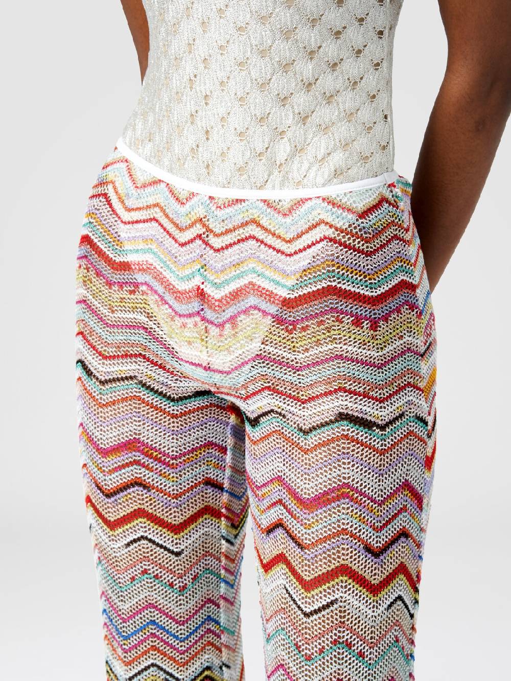 M Missoni Pantaloni svasati in crochet zig zag con lurex Sconti questo mese