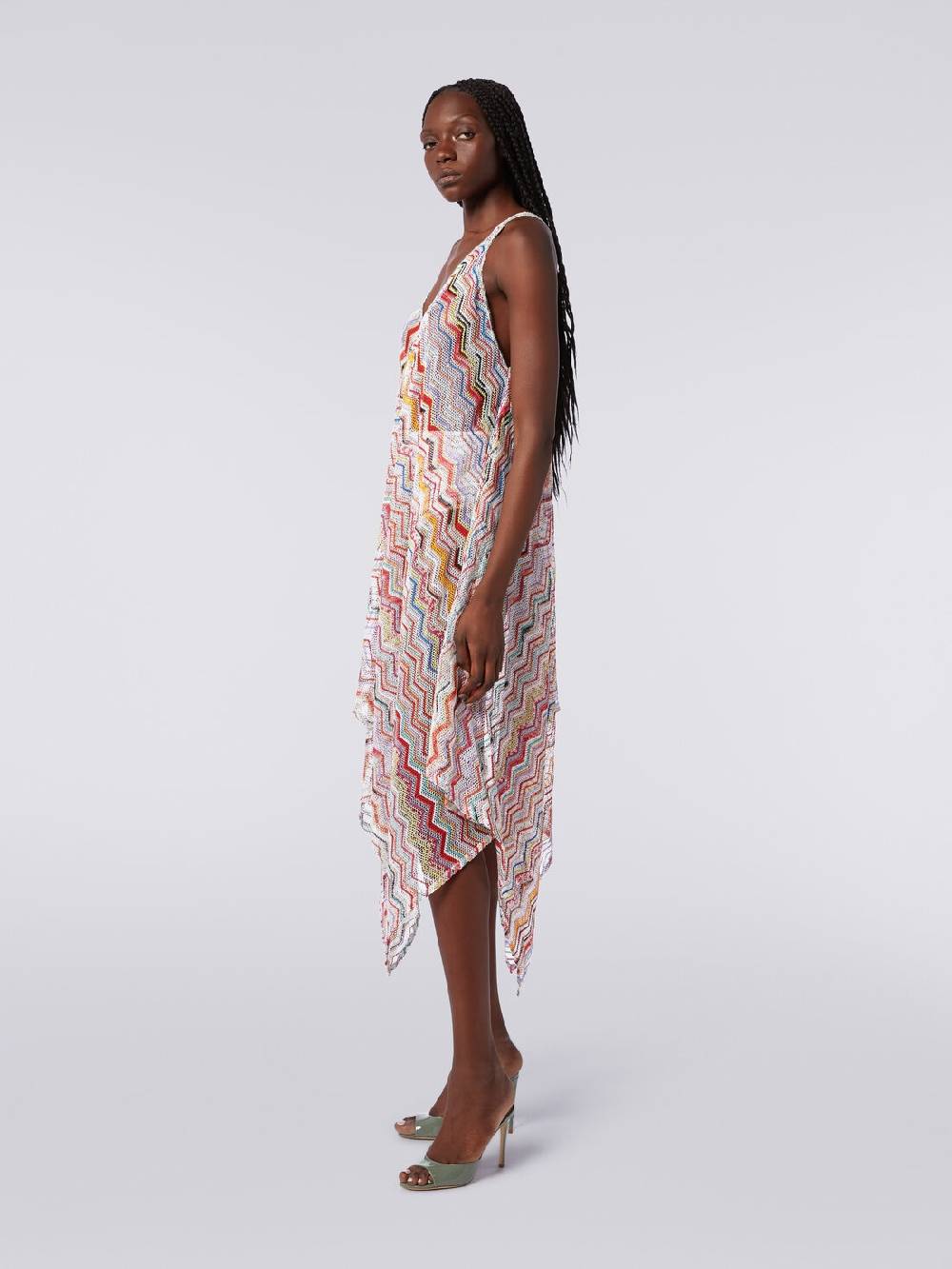 M Missoni Copricostume lungo in crochet zig zag con lurex Italy