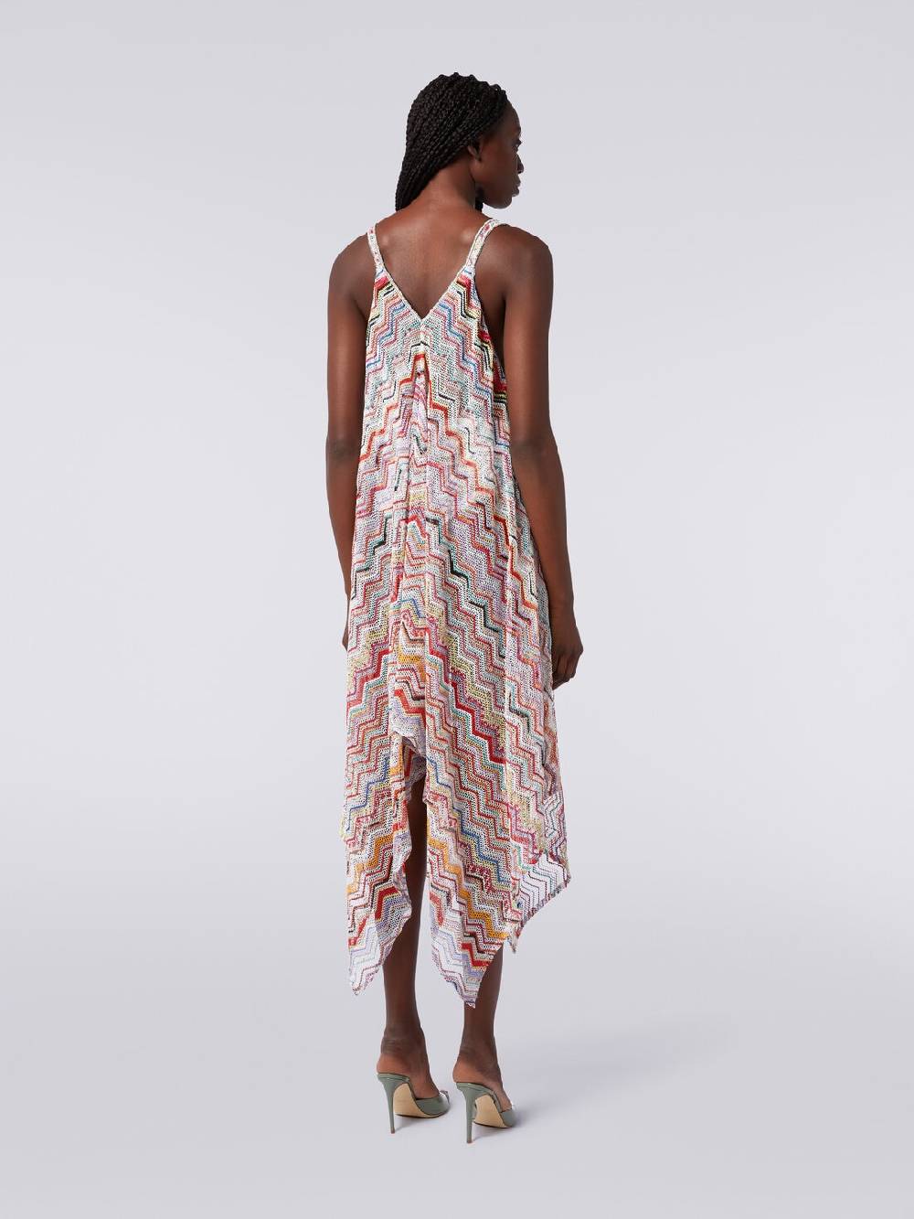 M Missoni Copricostume lungo in crochet zig zag con lurex Italy