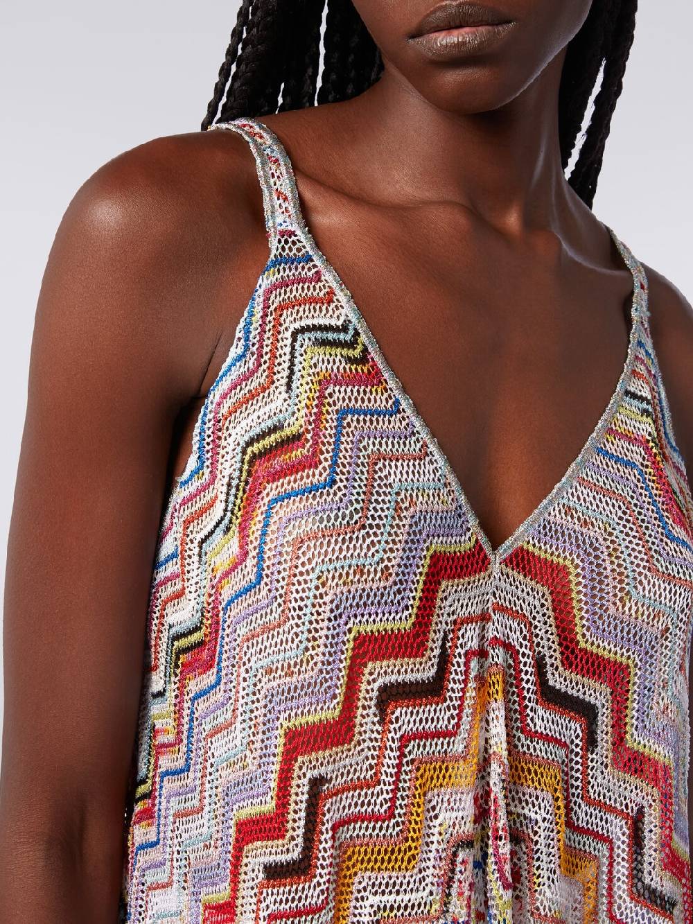 M Missoni Copricostume lungo in crochet zig zag con lurex Italy