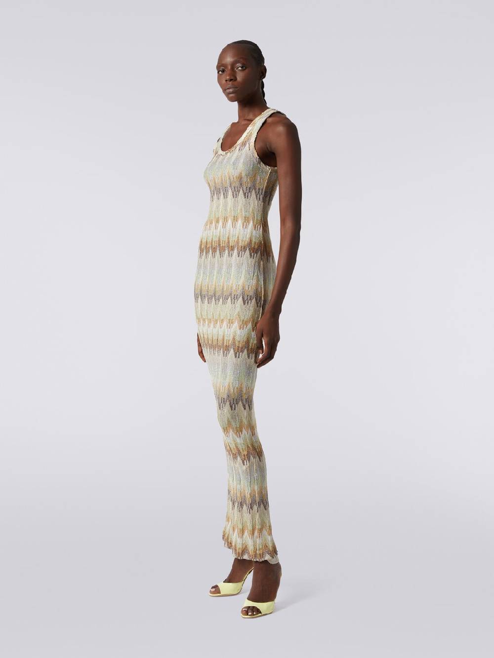 M Missoni Abito lungo smanicato in viscosa zig zag con lurex Italia