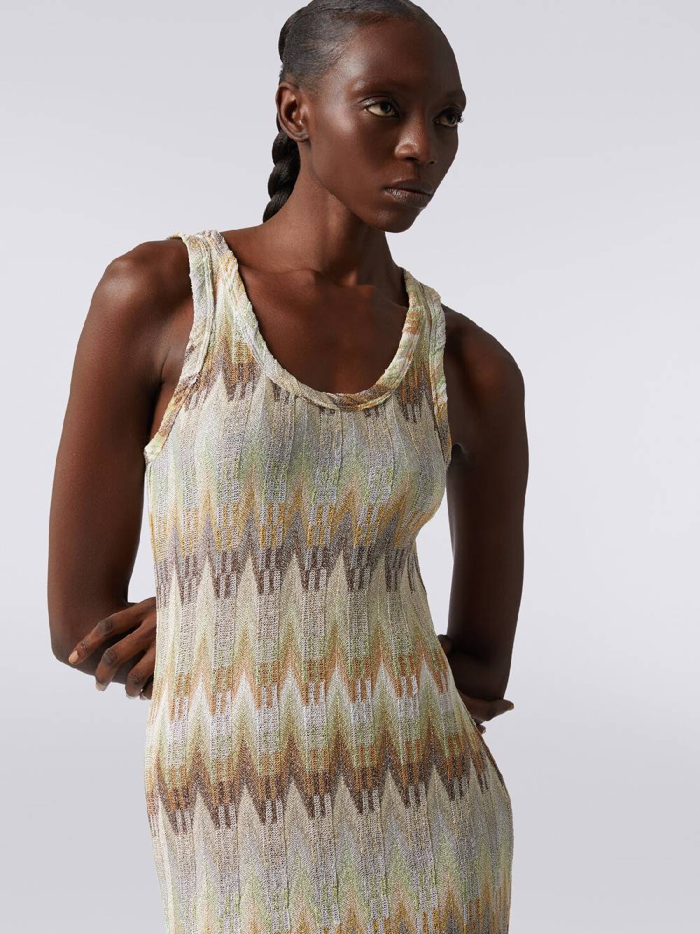 M Missoni Abito lungo smanicato in viscosa zig zag con lurex Italia