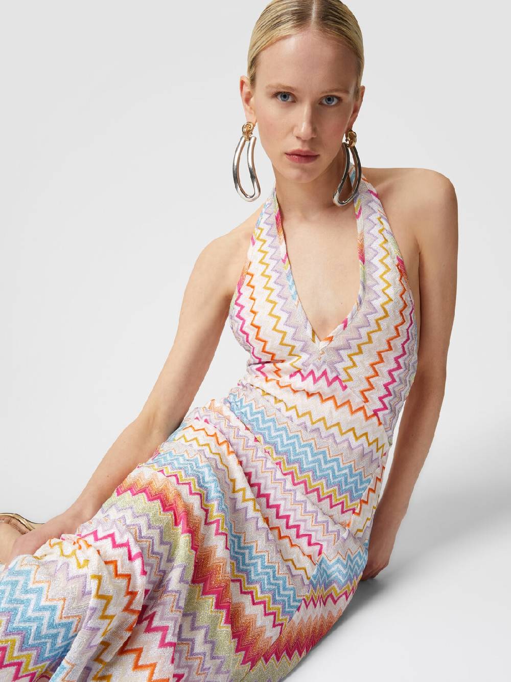 M Missoni Abito lungo in viscosa zig zag con lurex In Linea