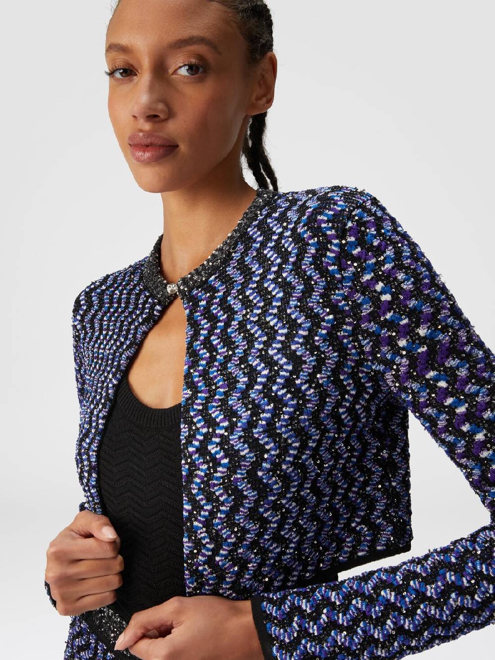 M Missoni Cardigan zig zag goffrato con paillettes Nuovo
