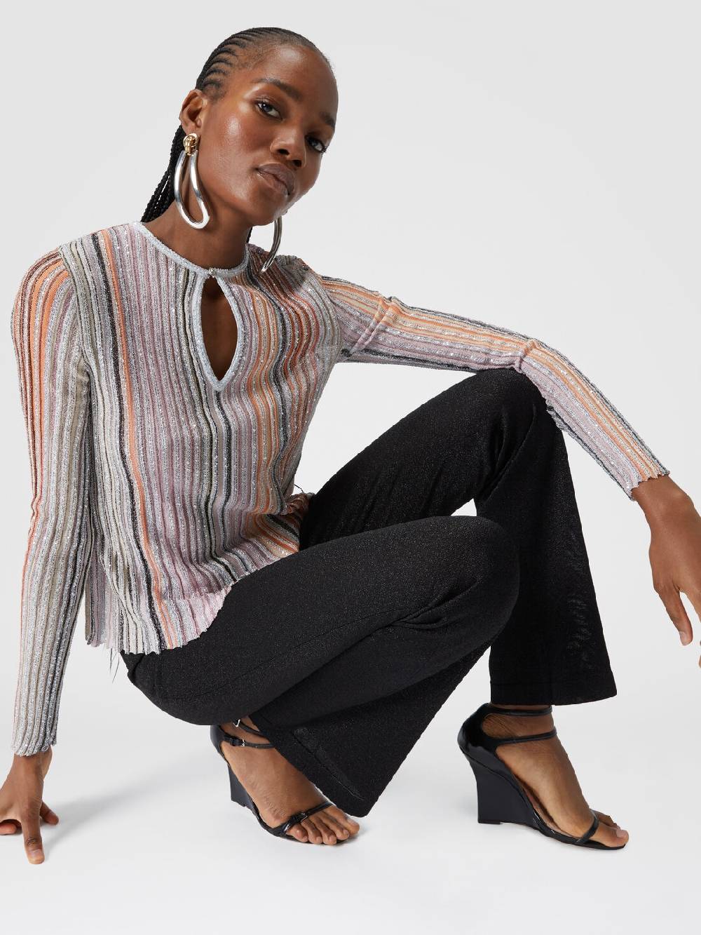 M Missoni Pantaloni dritti in viscosa effetto glitter Promozione