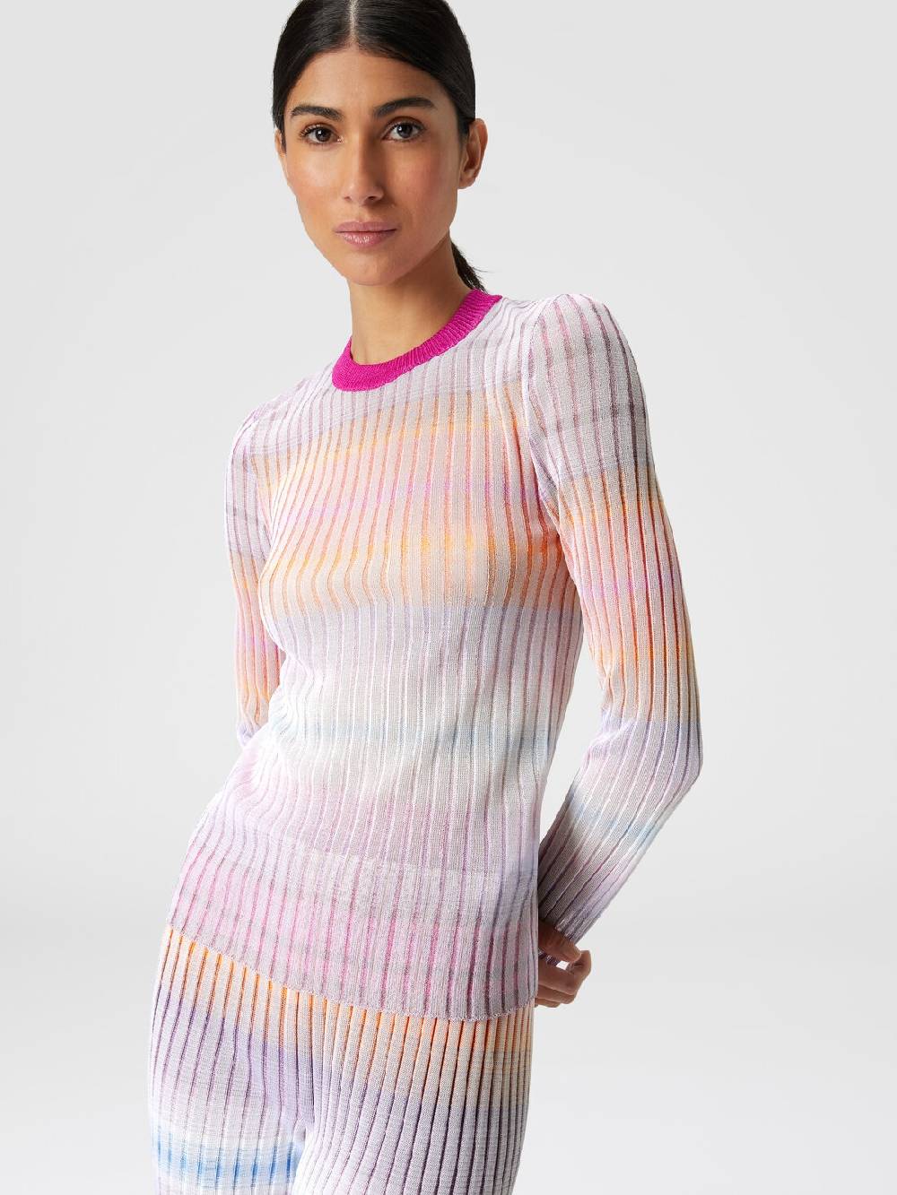 M Missoni Maglia girocollo a coste con colletto a contrasto Spedizione Gratuita