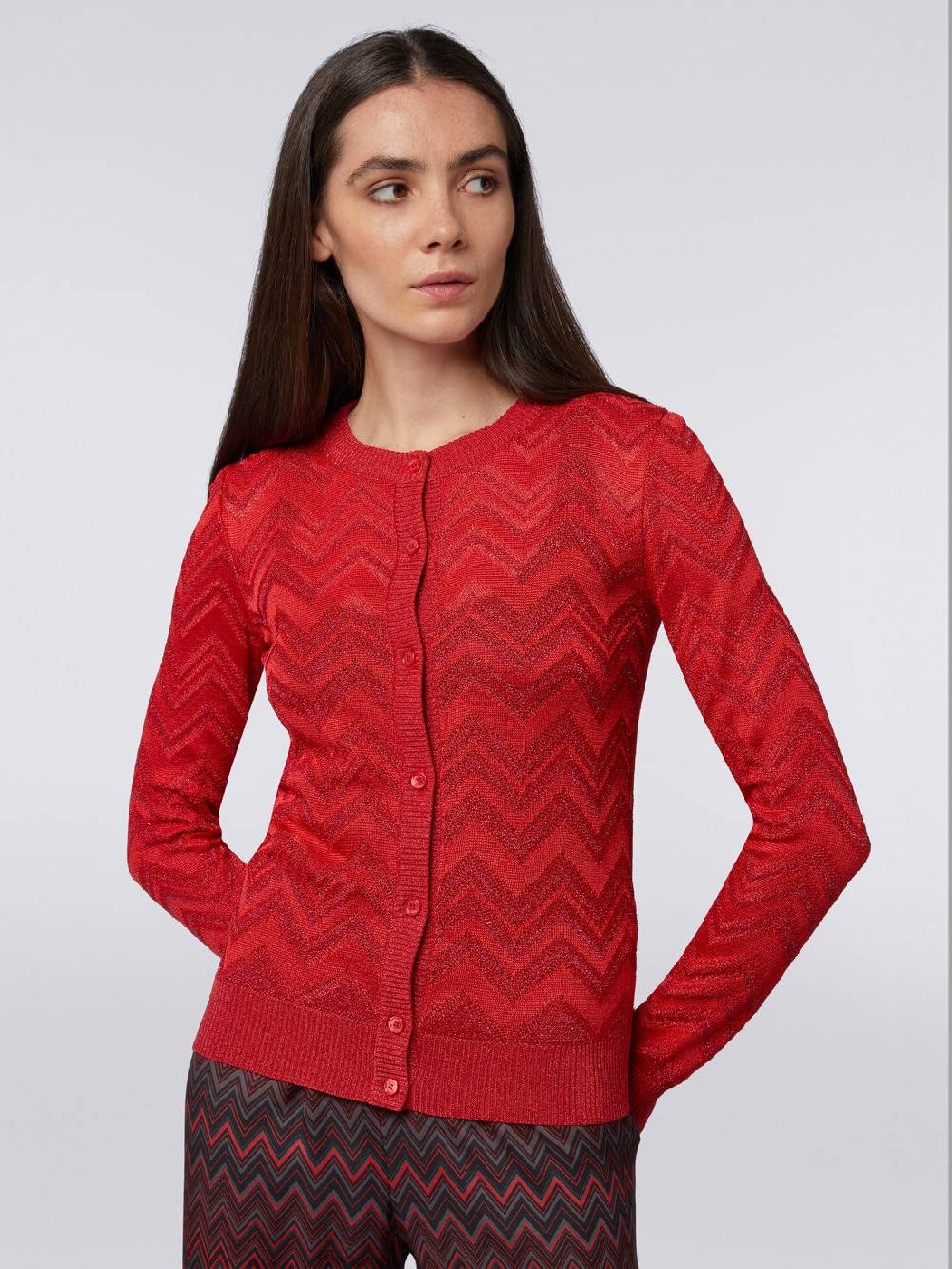 M Missoni Cardigan in maglia zig zag tonale con lurex Negozi Online