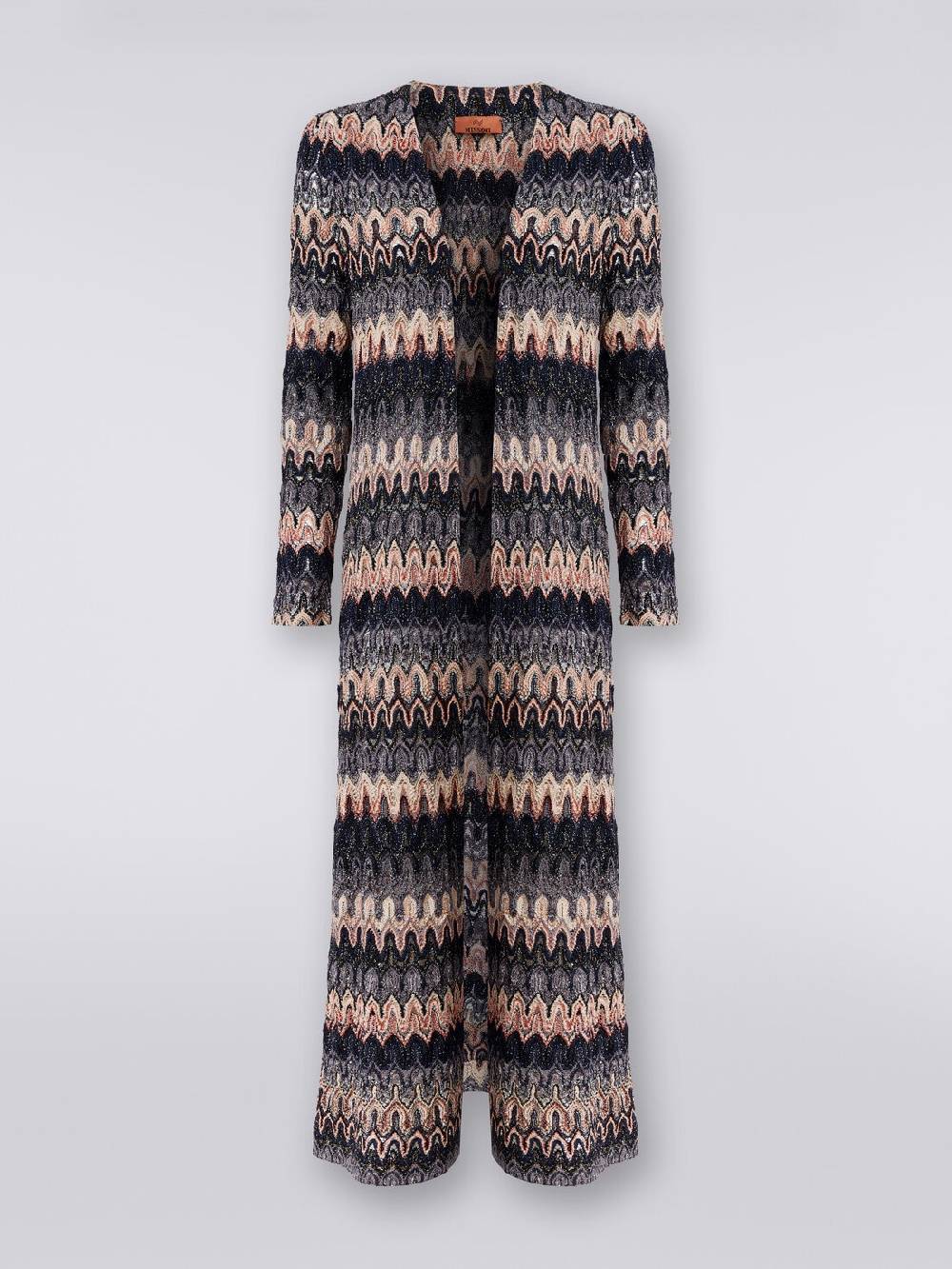 M Missoni Cardigan lungo in maglia lamé con motivo a onde effetto pizzo Consegna Veloce