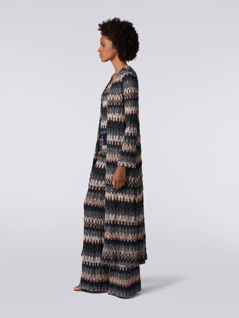 M Missoni Cardigan lungo in maglia lamé con motivo a onde effetto pizzo Consegna Veloce