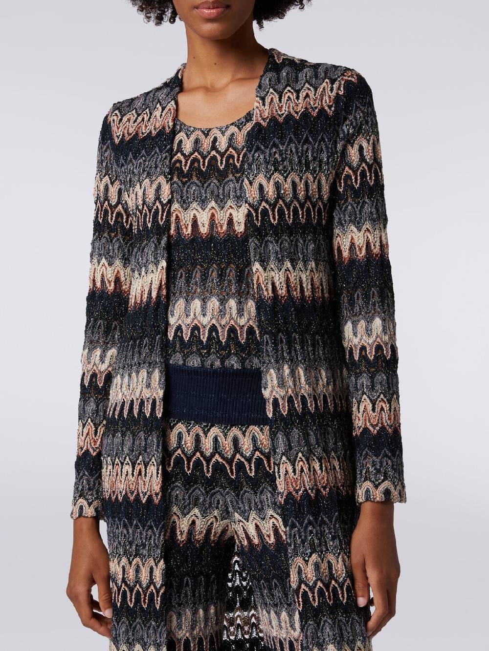 M Missoni Cardigan lungo in maglia lamé con motivo a onde effetto pizzo Consegna Veloce