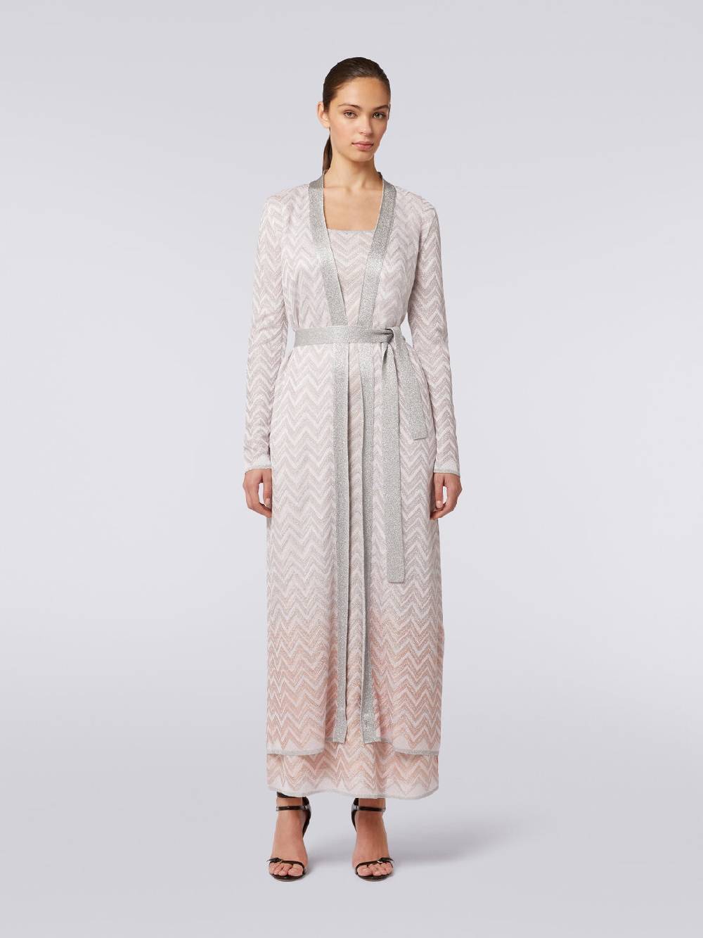 M Missoni Cardigan lungo in maglia chevron con lurex Fino Al -60%