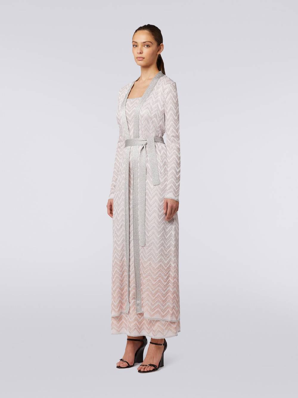 M Missoni Cardigan lungo in maglia chevron con lurex Fino Al -60%