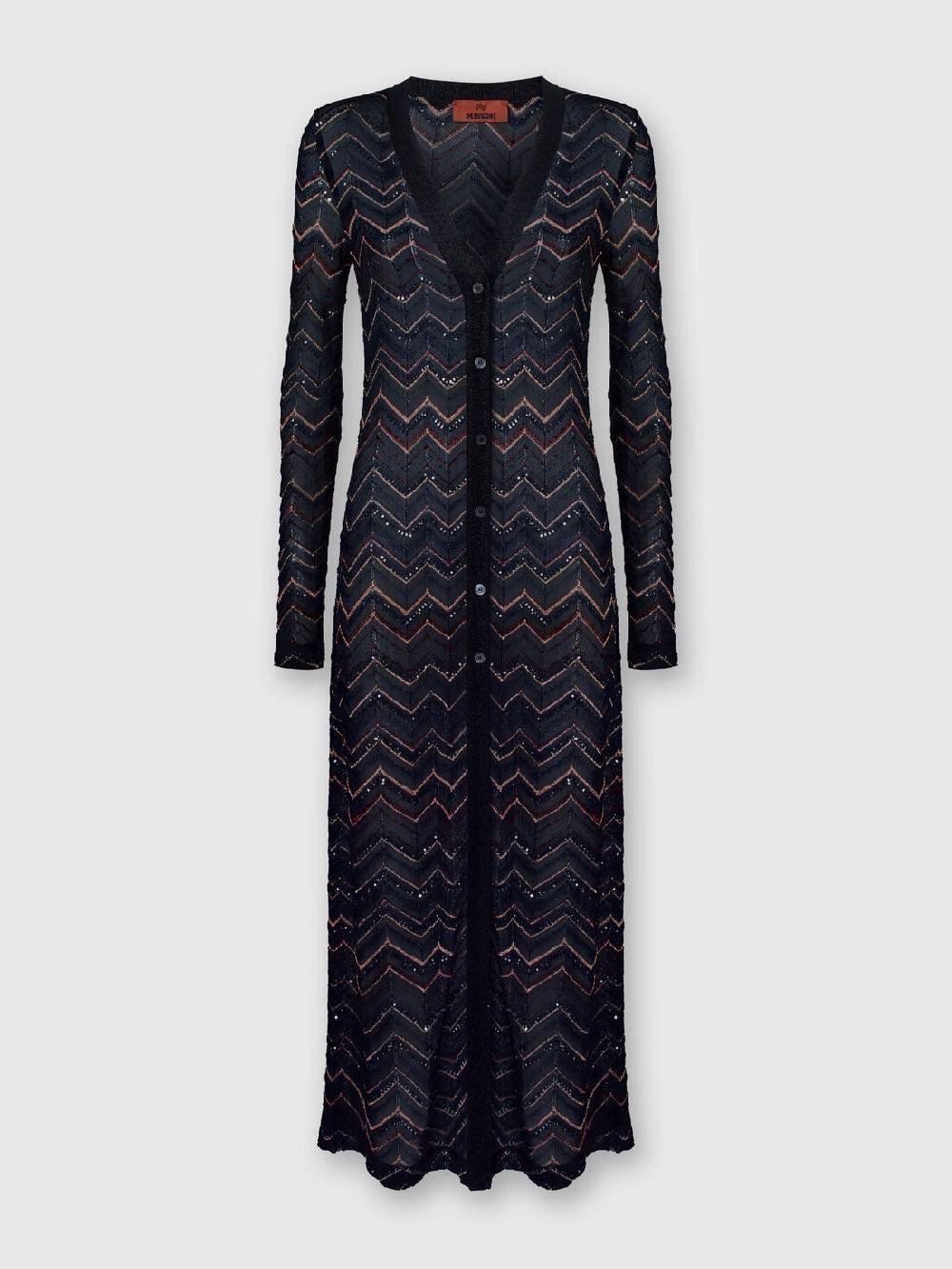 M Missoni Cardigan lungo in maglia zig zag con lurex e paillettes Shopping Online