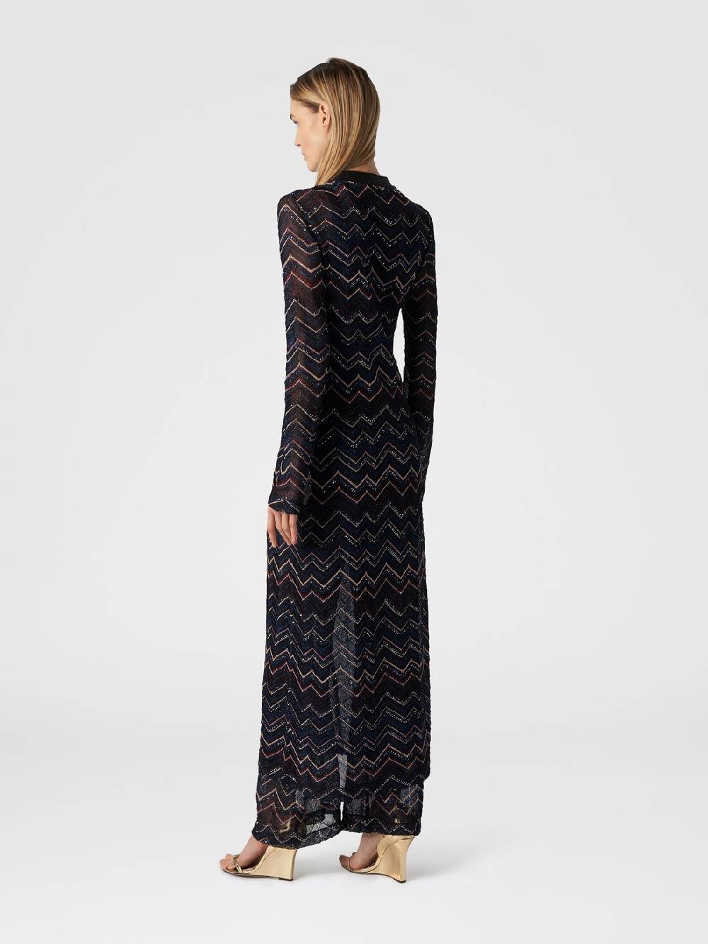 M Missoni Cardigan lungo in maglia zig zag con lurex e paillettes Shopping Online