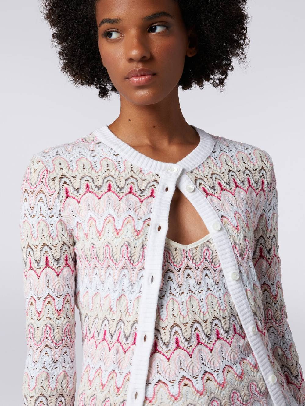 M Missoni Cardigan in maglia con profili a contrasto e motivo a onde Affare Del Giorno