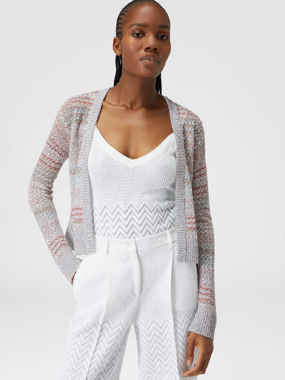 M Missoni Cardigan corto in maglia a rete con paillettes Prezzo Ridotto