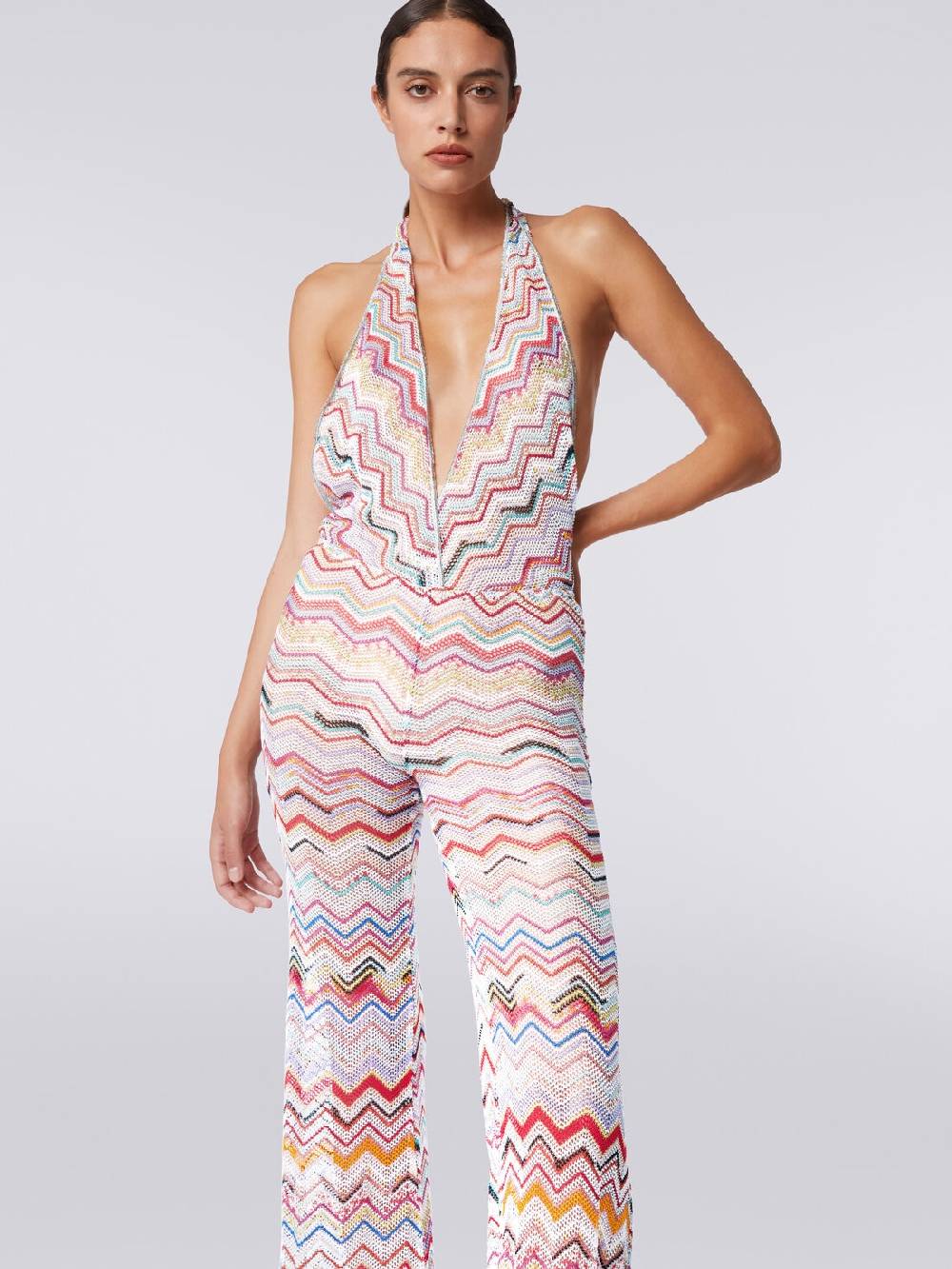 M Missoni Tuta pantalone crochet con scollatura a V Sottocosto