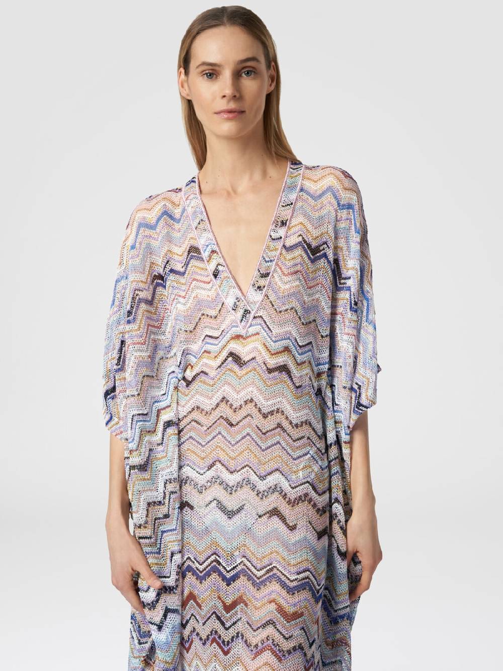 M Missoni Caftano copricostume lungo in viscosa zig zag con lurex Novità
