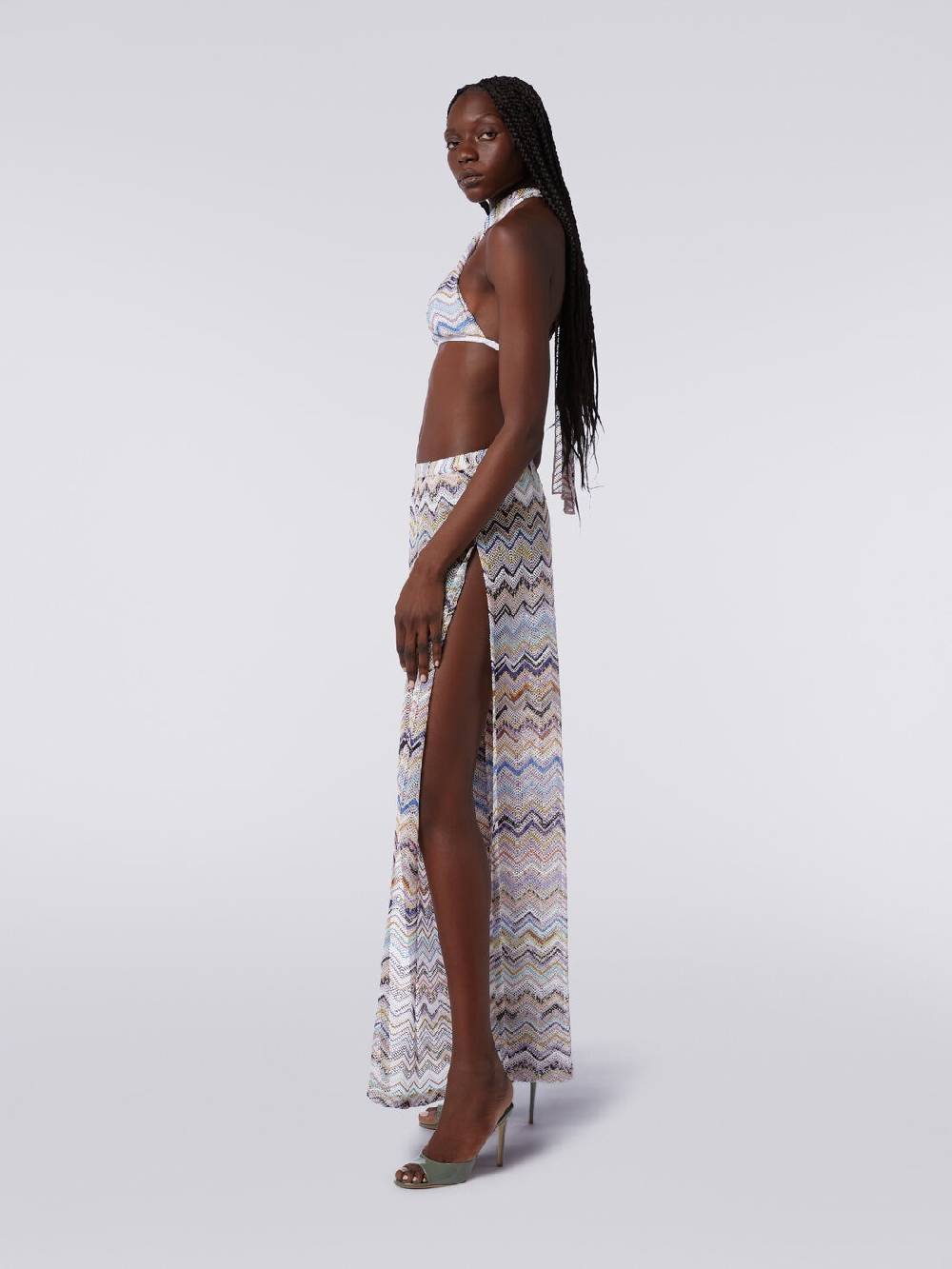 M Missoni Pantaloni in maglia di viscosa a rete zig zag con lurex Presa