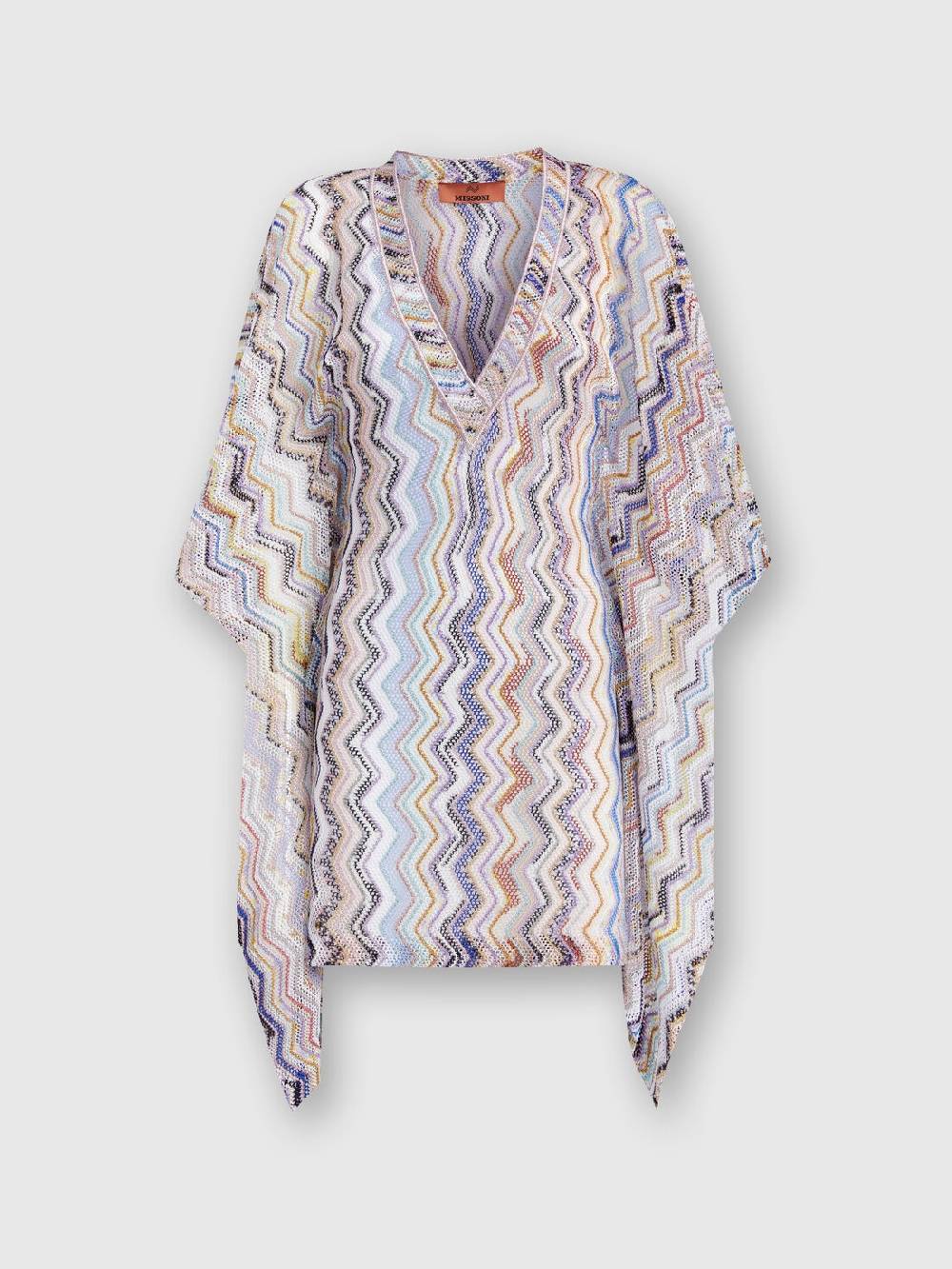 M Missoni Caftano copricostume corto in crochet zig zag con lurex Offerta