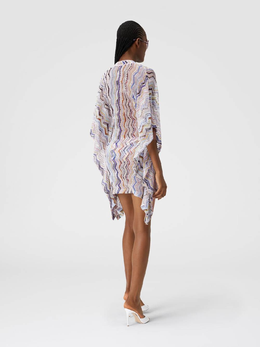 M Missoni Caftano copricostume corto in crochet zig zag con lurex Offerta