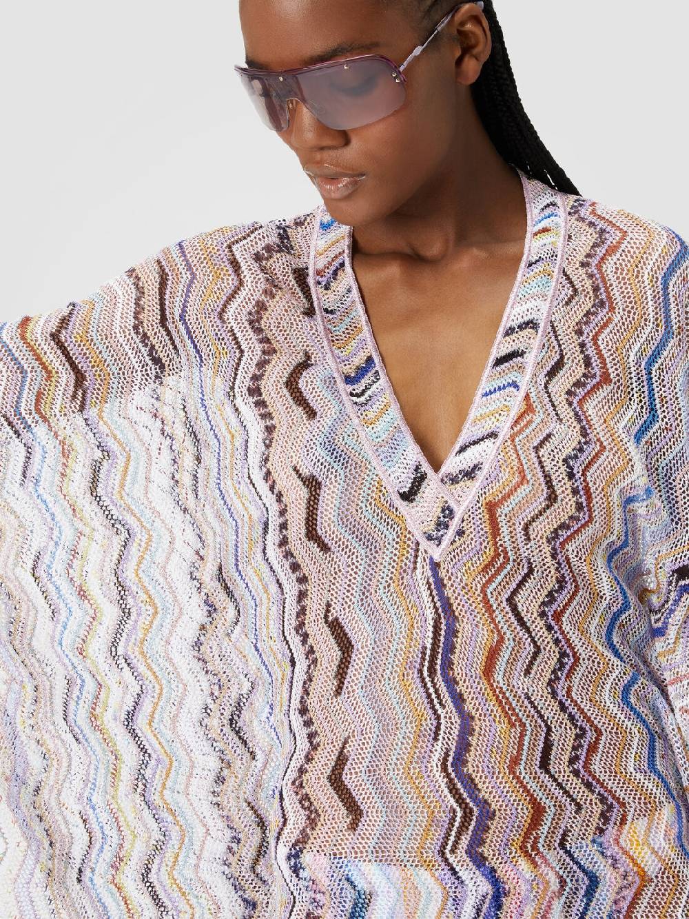 M Missoni Caftano copricostume corto in crochet zig zag con lurex Offerta