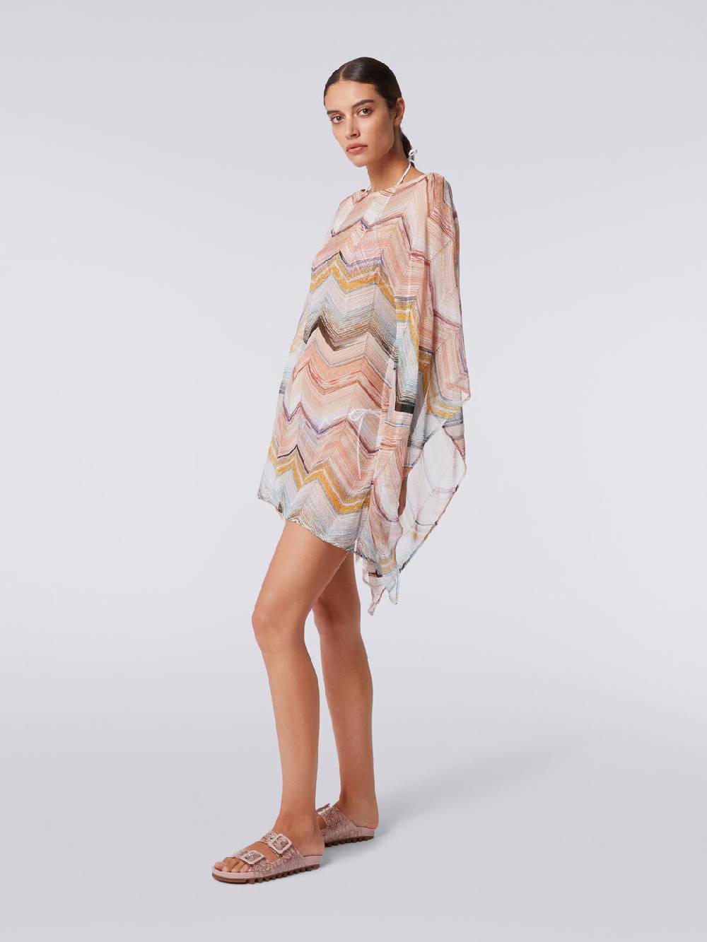 M Missoni Caftano copricostume corto in misto viscosa zig zag con lurex Outlet