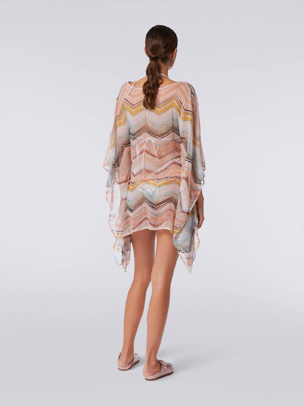 M Missoni Caftano copricostume corto in misto viscosa zig zag con lurex Outlet