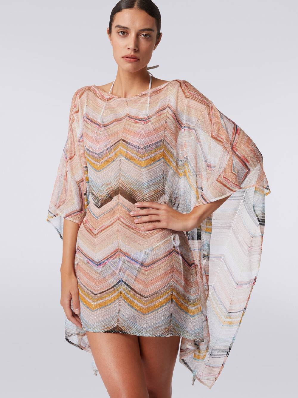 M Missoni Caftano copricostume corto in misto viscosa zig zag con lurex Outlet
