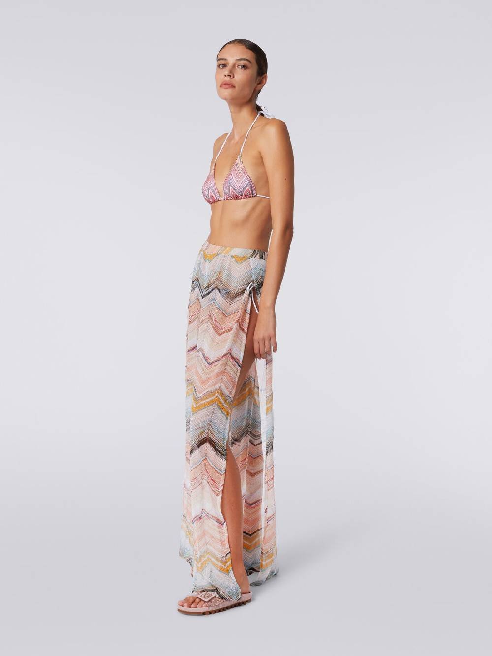 M Missoni Pantaloni copricostume in misto viscosa zig zag con lurex In Vendita
