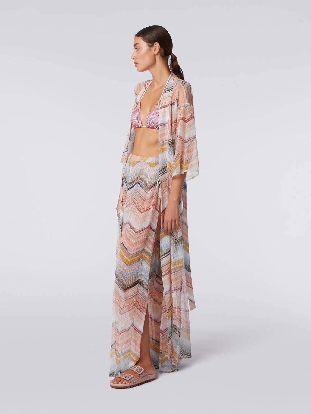 M Missoni Copricostume lungo a vestaglia chevron con lurex Saldi