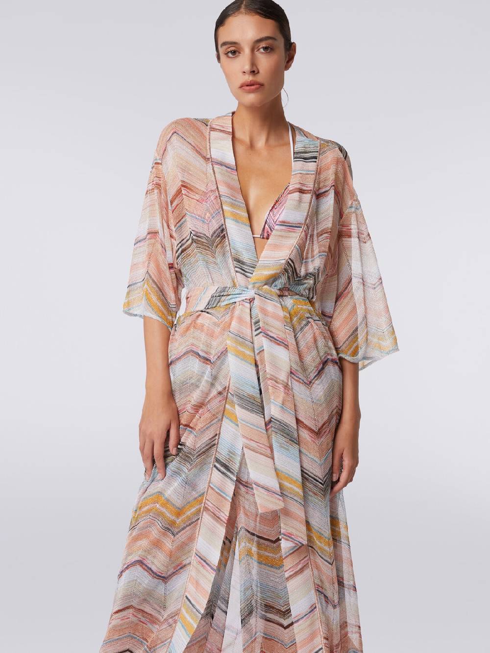 M Missoni Copricostume lungo a vestaglia chevron con lurex Saldi