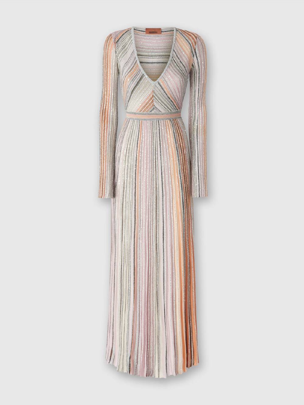 M Missoni Abito lungo in maglia plissée lamé Hotsell