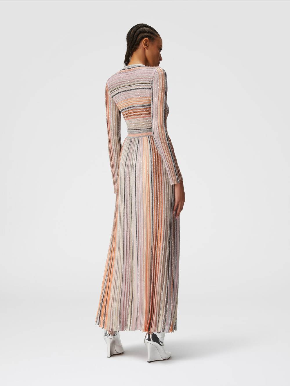 M Missoni Abito lungo in maglia plissée lamé Hotsell