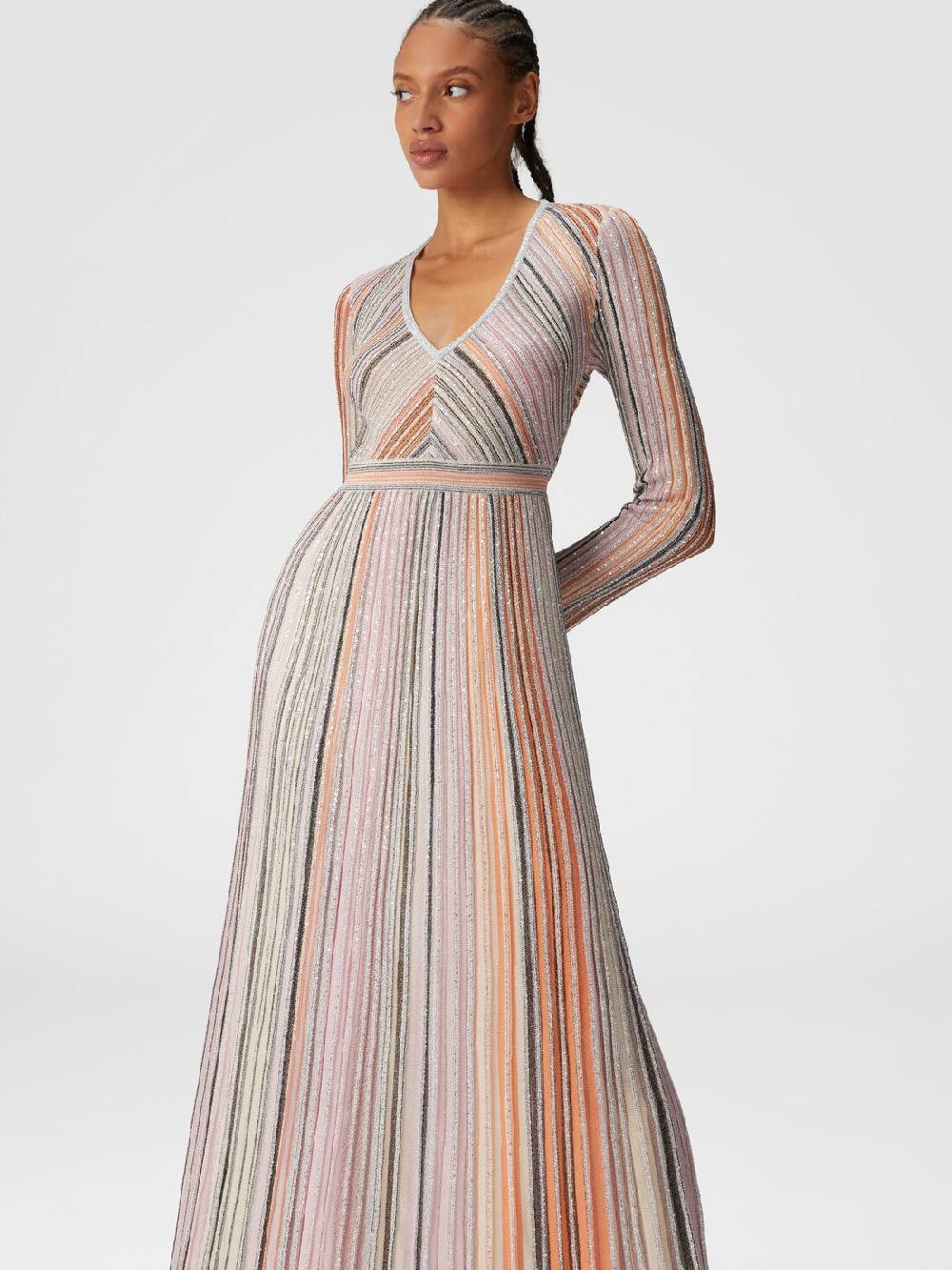 M Missoni Abito lungo in maglia plissée lamé Hotsell