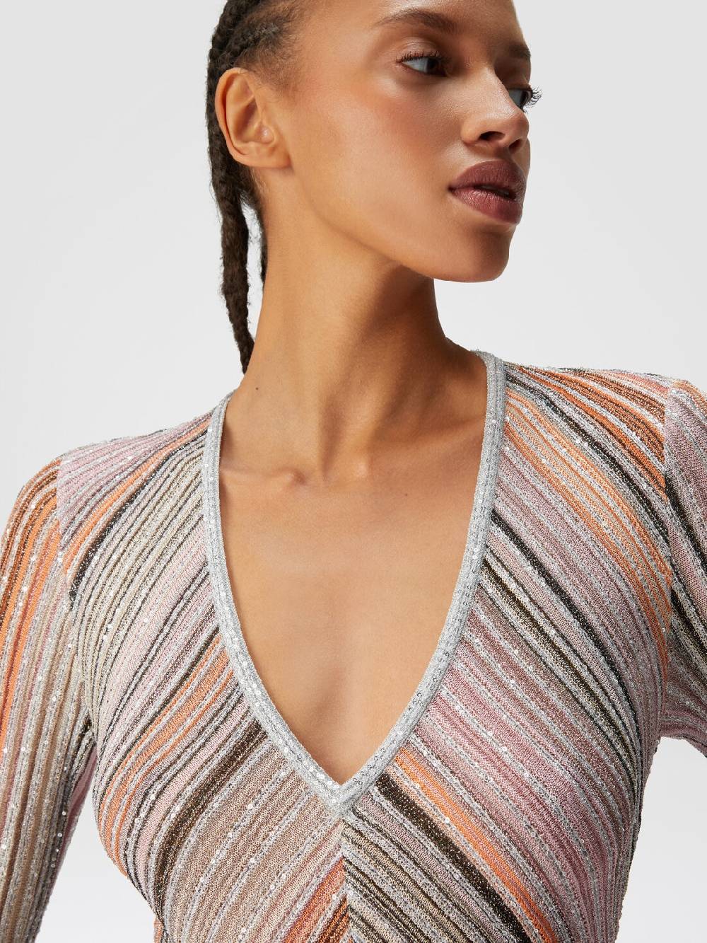 M Missoni Abito lungo in maglia plissée lamé Hotsell