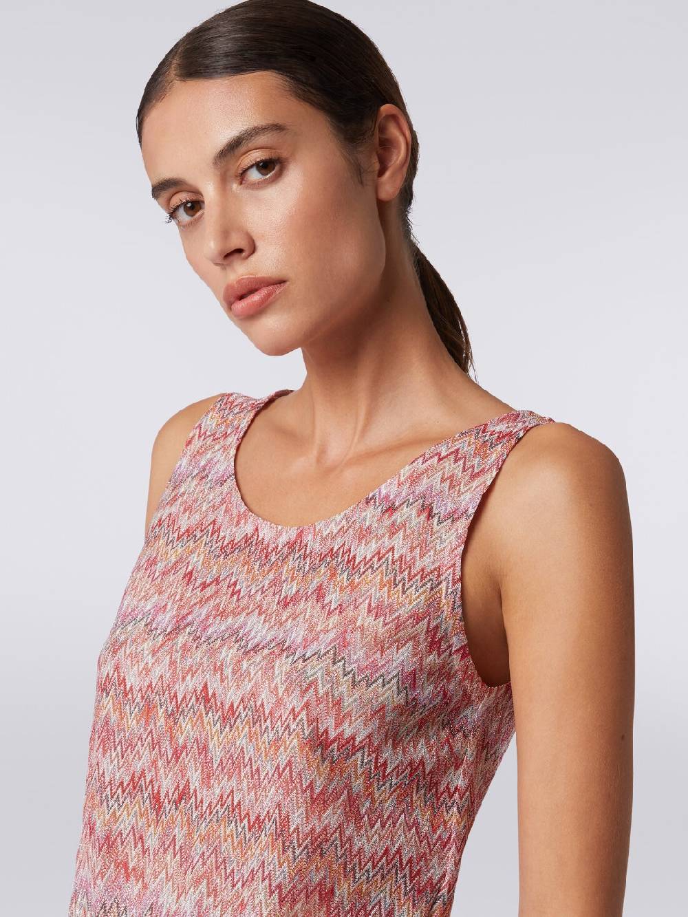 M Missoni Canottiera in misto viscosa lamé chevron Vendita Calda