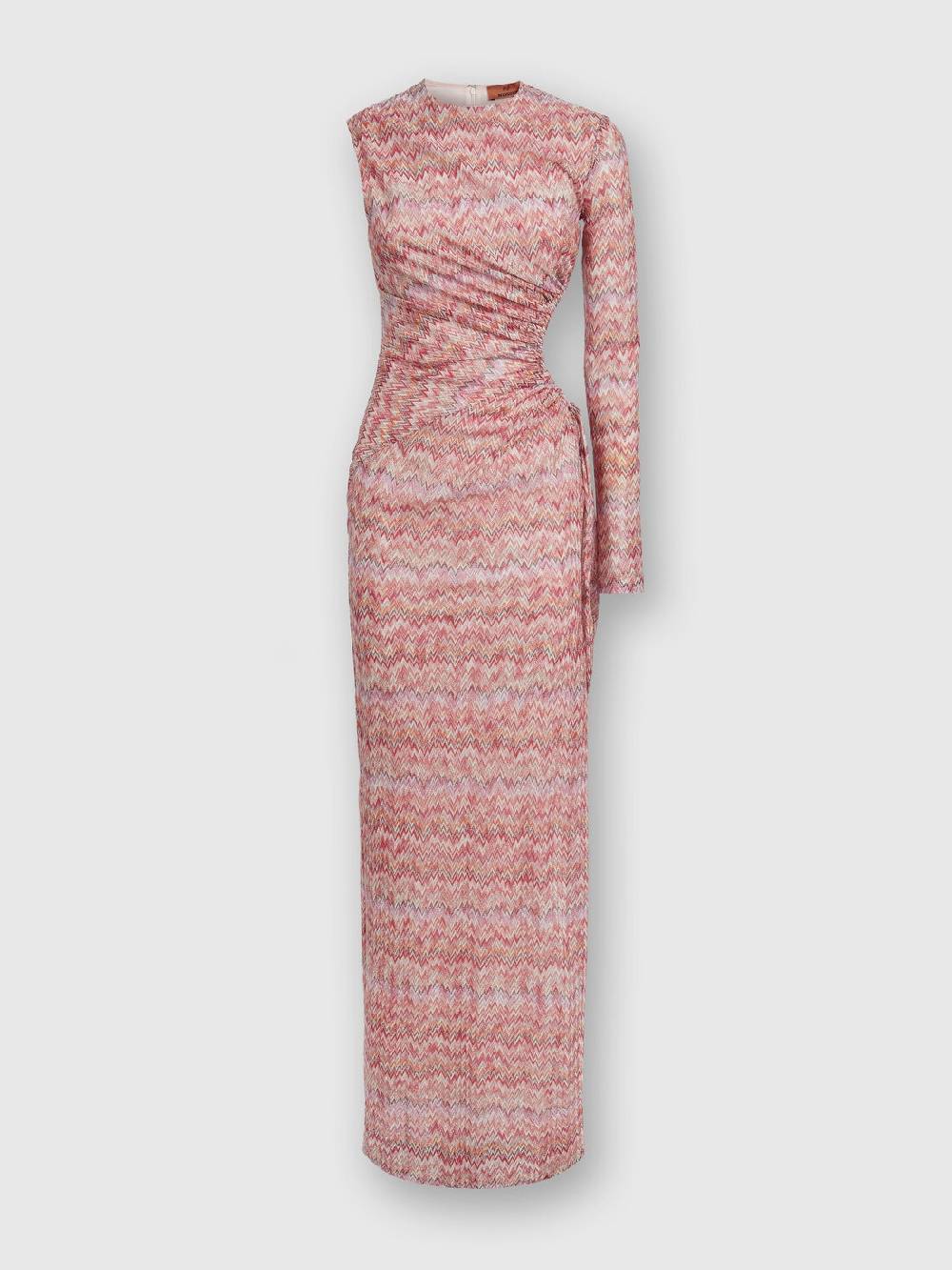 M Missoni Abito lungo monospalla con dettaglio cut-out e spacco Vendita Economica