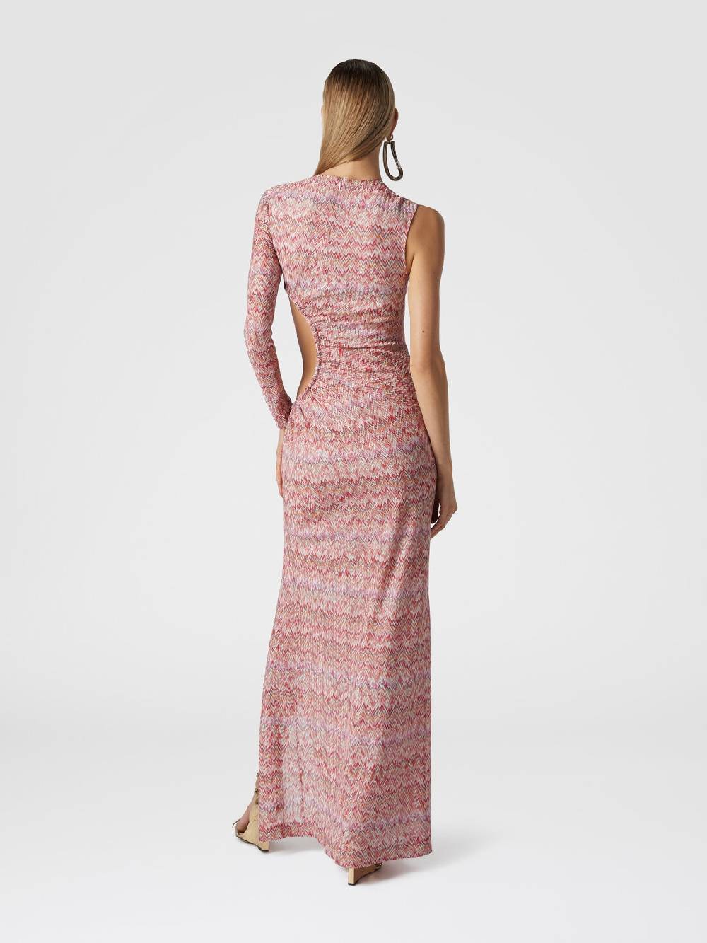 M Missoni Abito lungo monospalla con dettaglio cut-out e spacco Vendita Economica