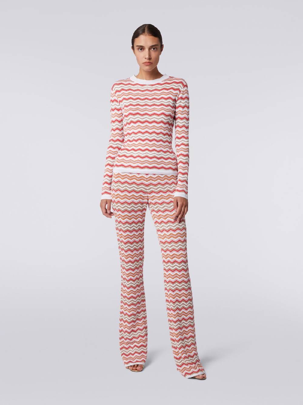 M Missoni Pullover girocollo in cotone e viscosa zig zag Saldi Di Fabbrica