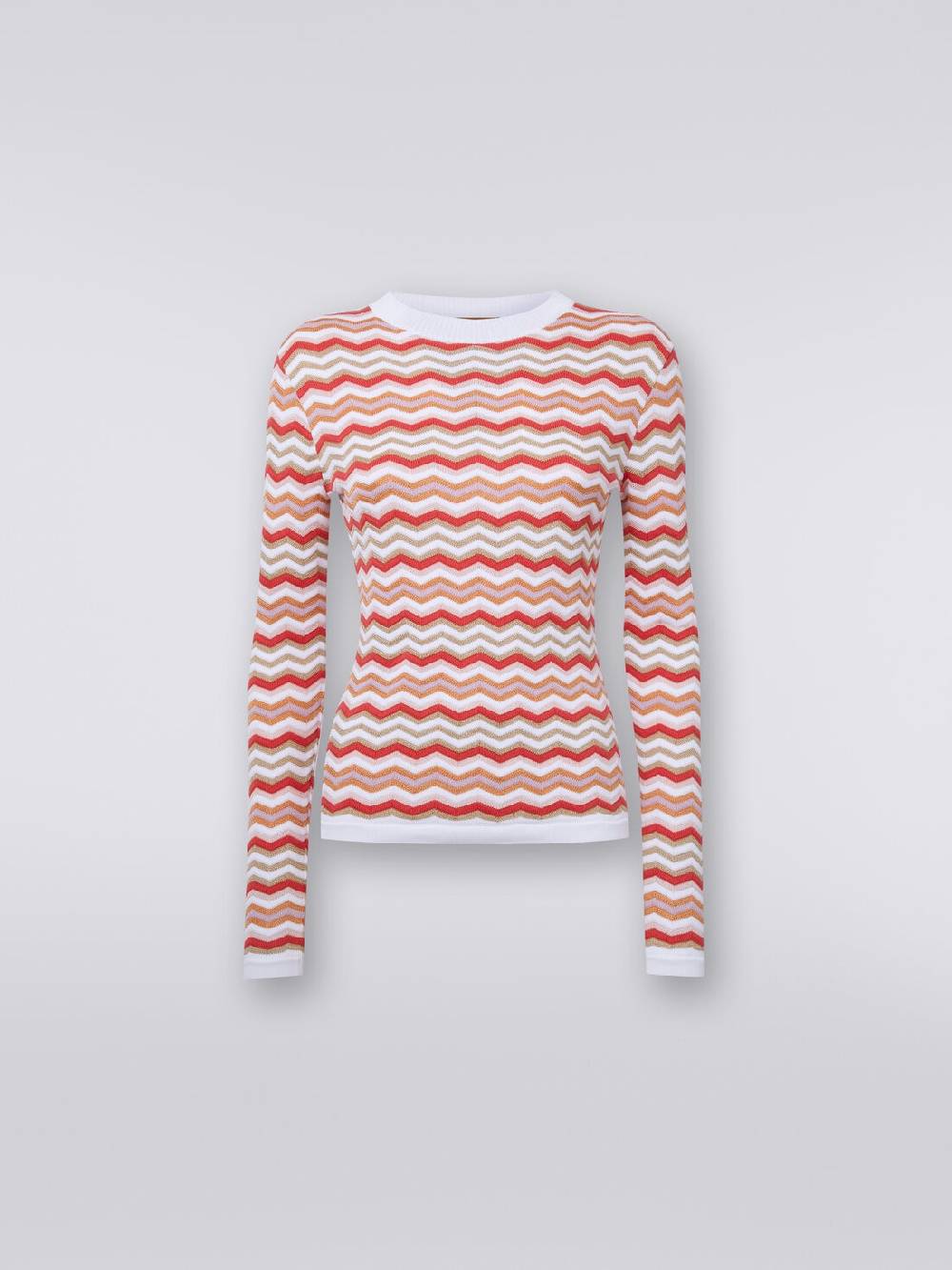 M Missoni Pullover girocollo in cotone e viscosa zig zag Saldi Di Fabbrica